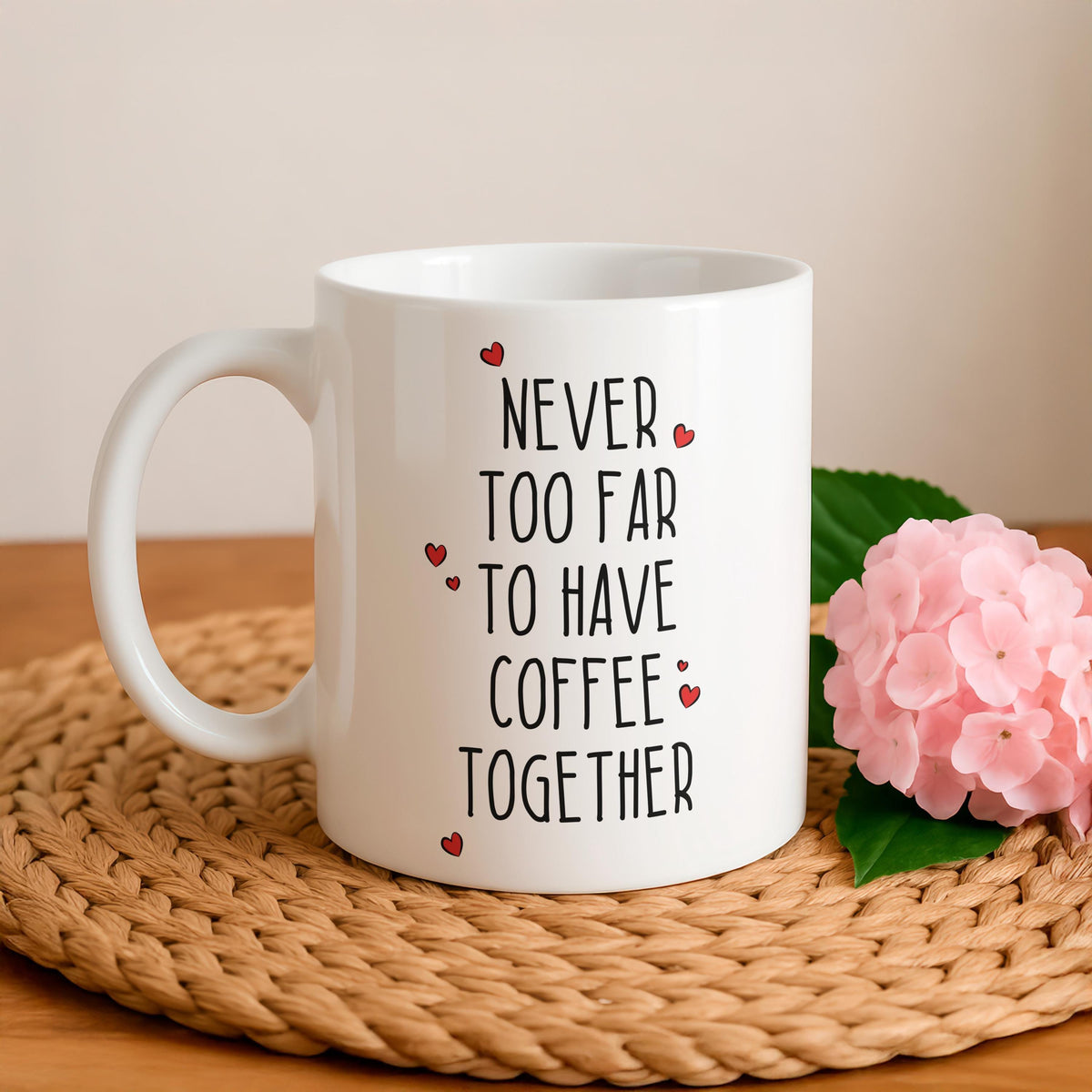 Never Too Far Custom State Map Mug, Personalized Coffee Cup, Family Tea Gift