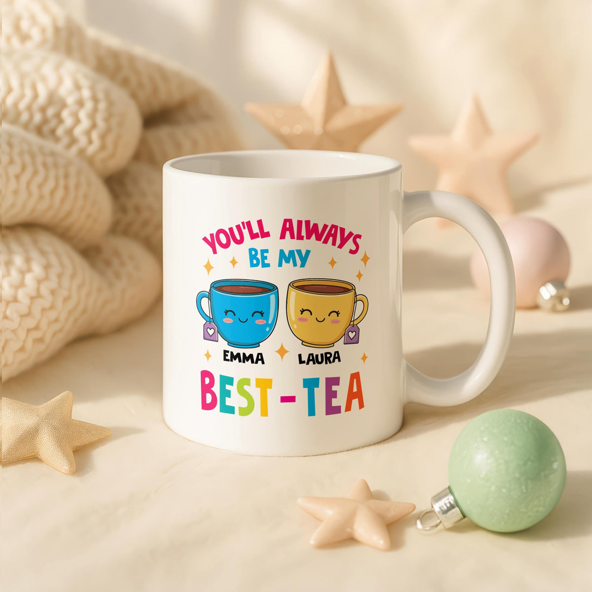 Personalized Best-Tea Ceramic Mug, Custom Friendship Coffee Cup