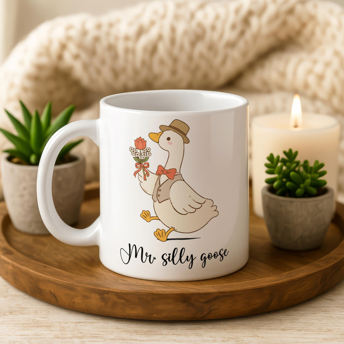 Personalized Mr and Mrs Goose Ceramic Mugs, Wedding Gift for Couple