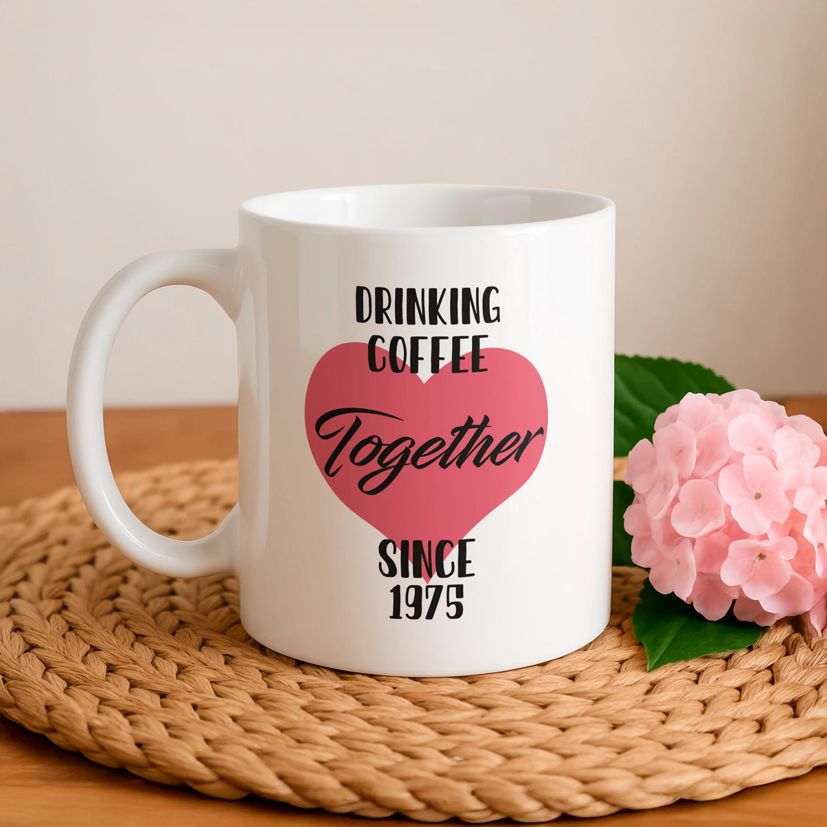 Personalized 50th Anniversary Coffee Mug, Custom Couple Names Date, Romantic Gift