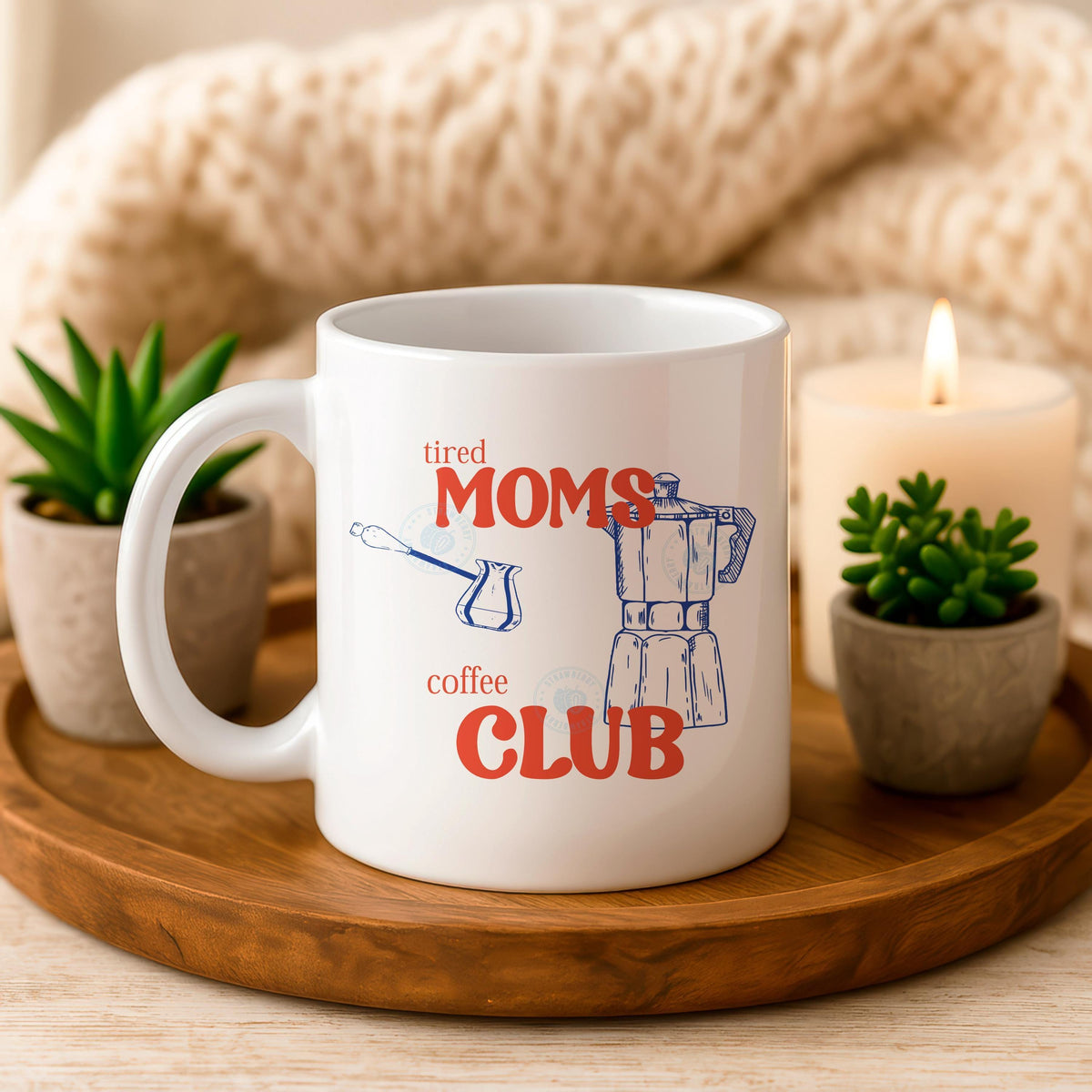 Tired Moms Coffee Club Mug, Funny Ceramic Tea Cup, Mother's Day Gift