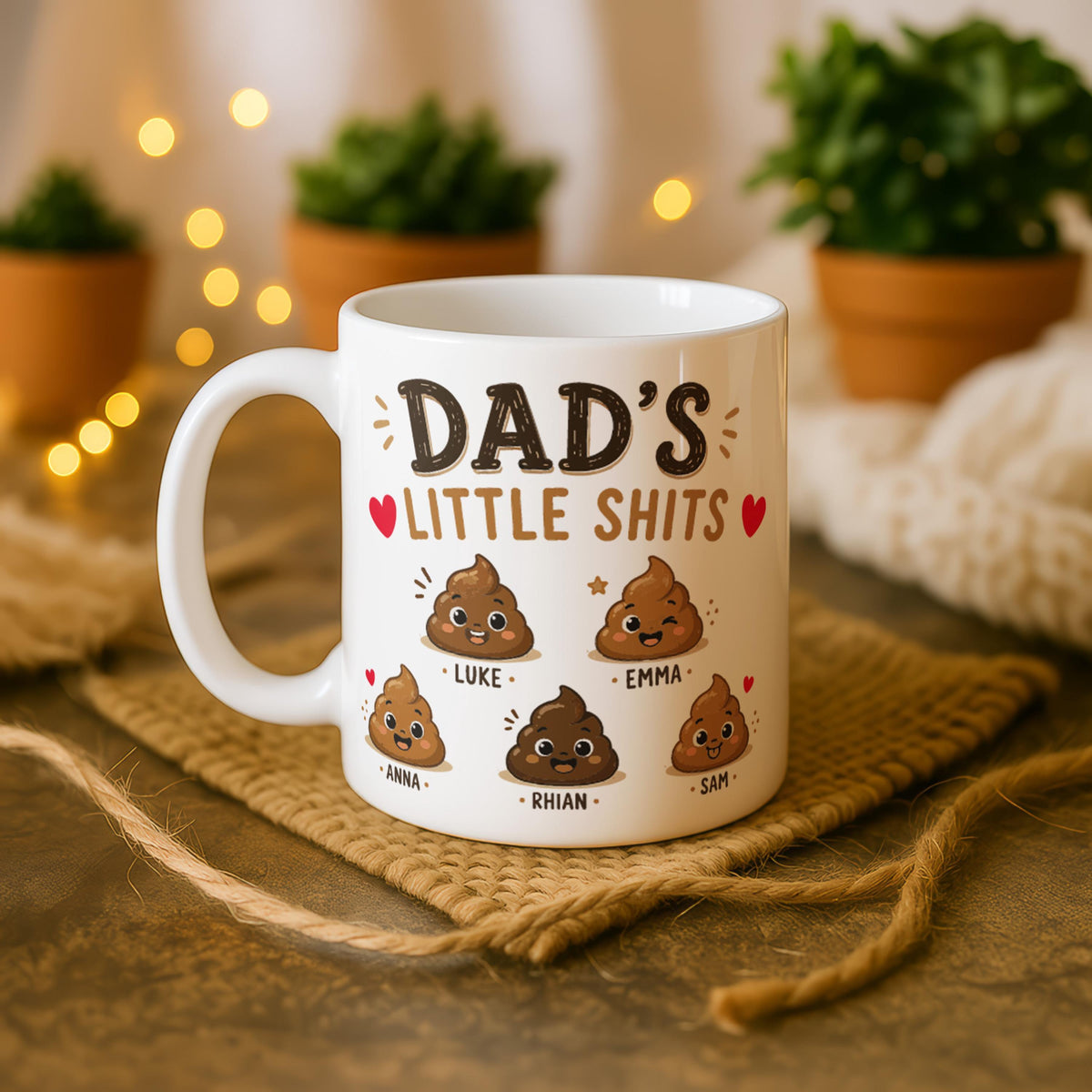 Personalized Dad Mug, Custom Kids Names Coffee Cup, Father Gift, Fathers Day Mug
