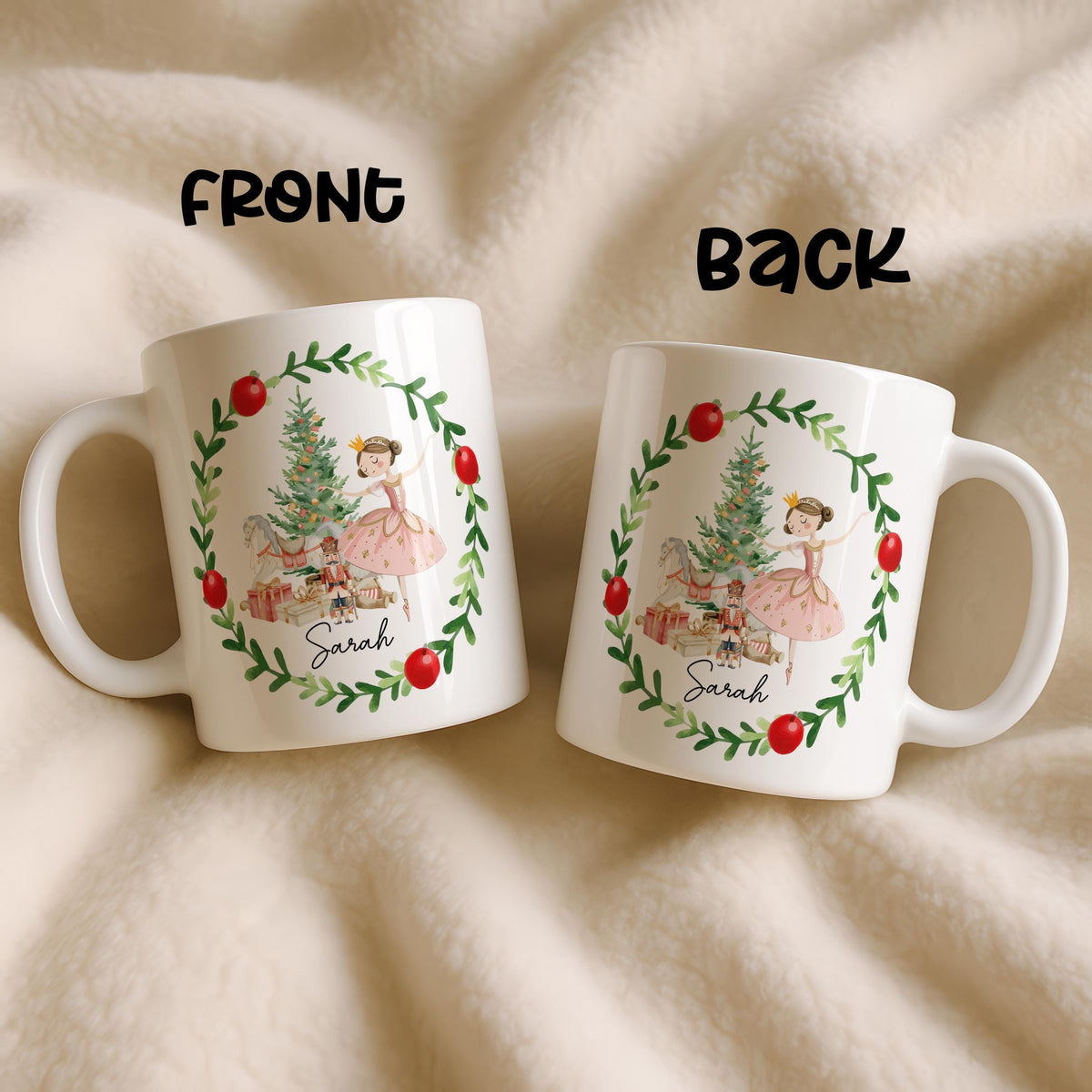 Personalized Ballet Nutcracker Christmas Mug, Custom Ballerina Coffee Cup