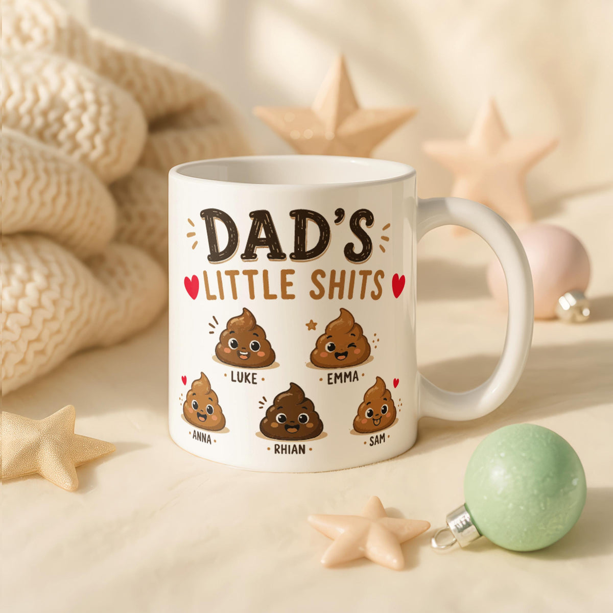 Personalized Dad Mug, Custom Kids Names Coffee Cup, Father Gift, Fathers Day Mug