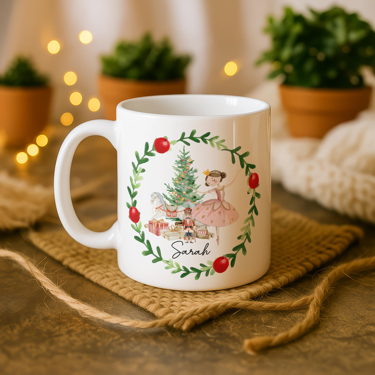 Personalized Ballet Nutcracker Christmas Mug, Custom Ballerina Coffee Cup