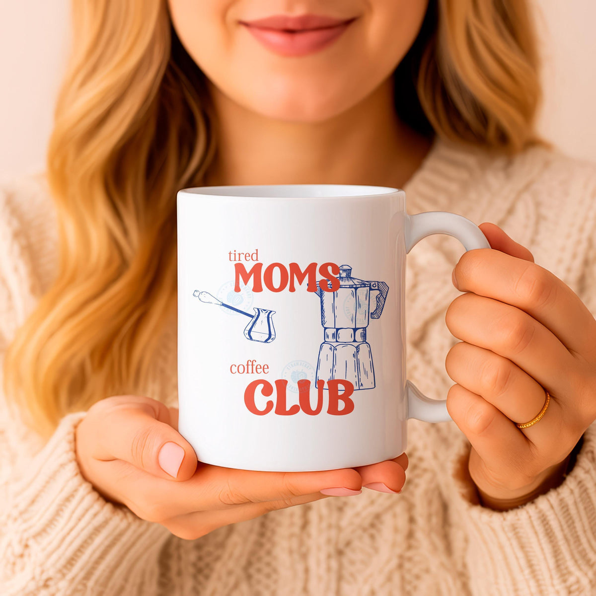 Tired Moms Coffee Club Mug, Funny Ceramic Tea Cup, Mother's Day Gift