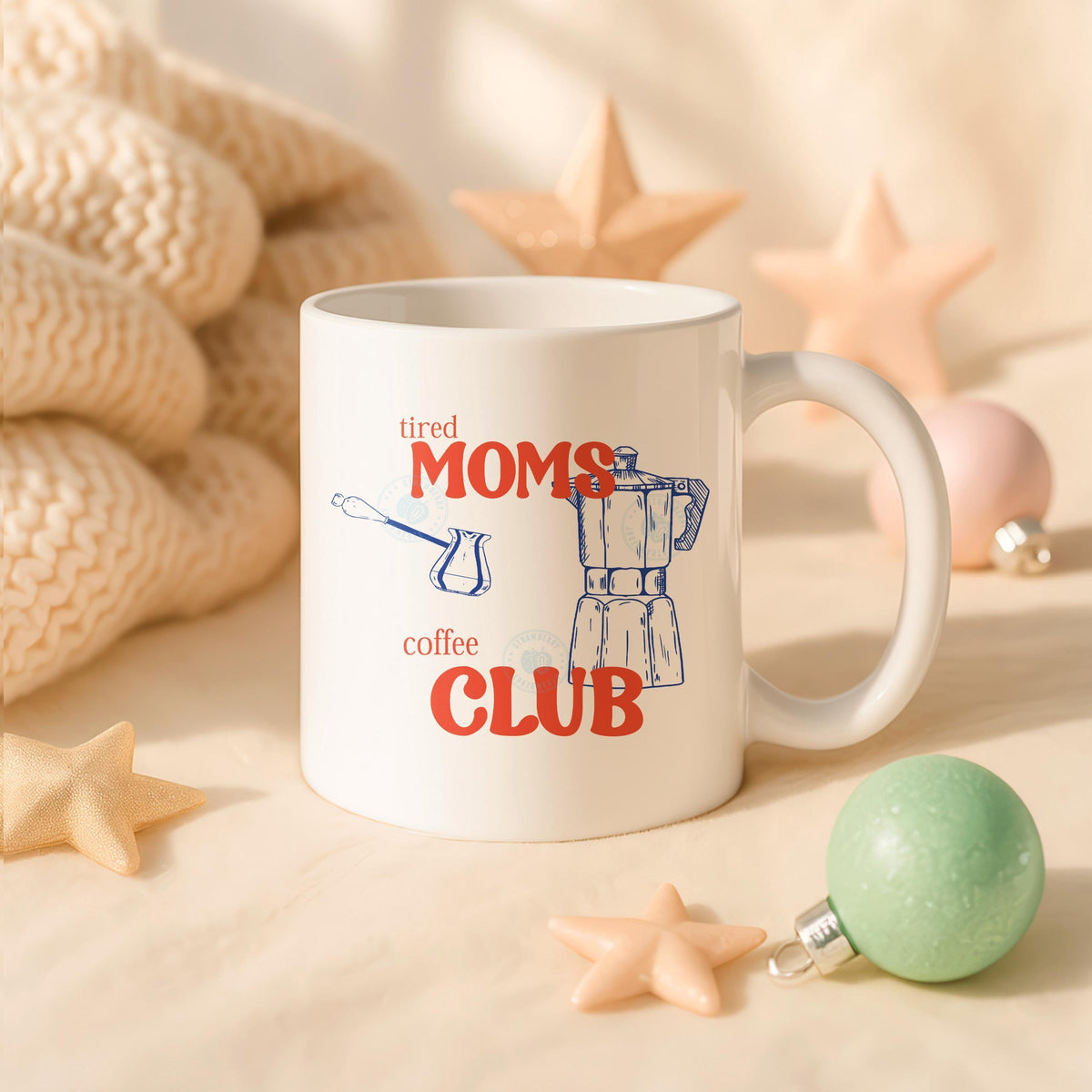 Tired Moms Coffee Club Mug, Funny Ceramic Tea Cup, Mother's Day Gift