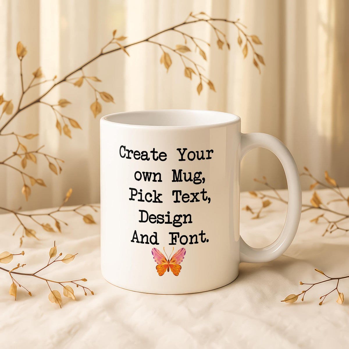 Create Your Own Mug, Custom Text Ceramic Teacup, Personalized Coffee Cup