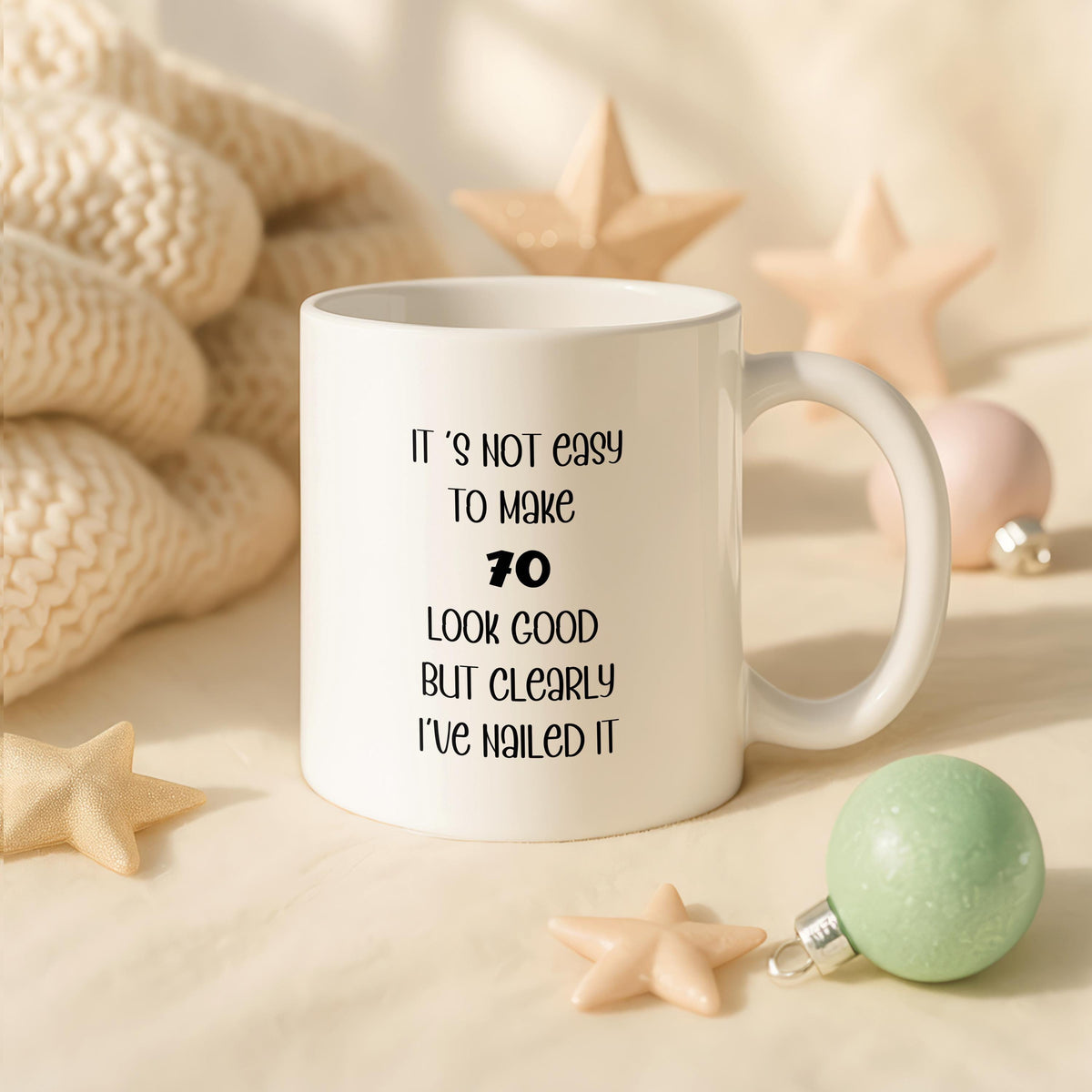 Personalized 70th Birthday Mug, Floral Coffee Cup, Custom Name Ceramic Gift