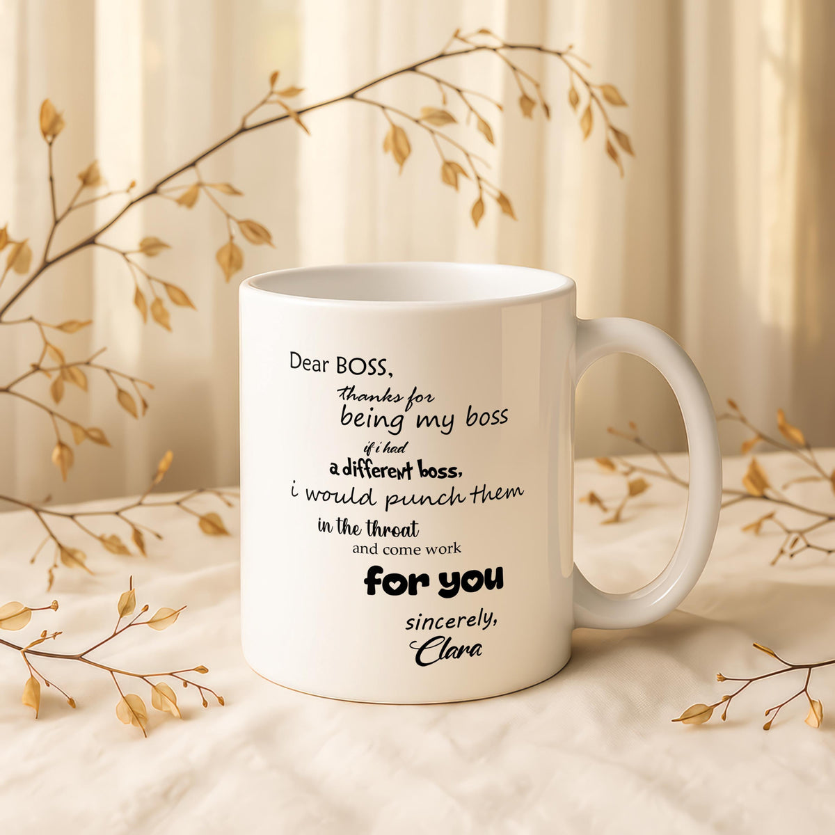 Personalized Boss Mug, Funny Office Coffee Cup, Appreciation Gift for Manager