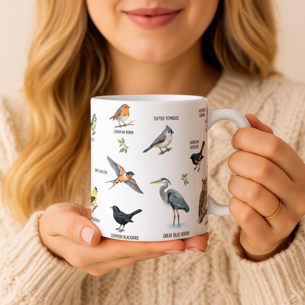 Custom Ceramic Mug, Colorful Birds, Nature Lover Gift, 11oz or 15oz