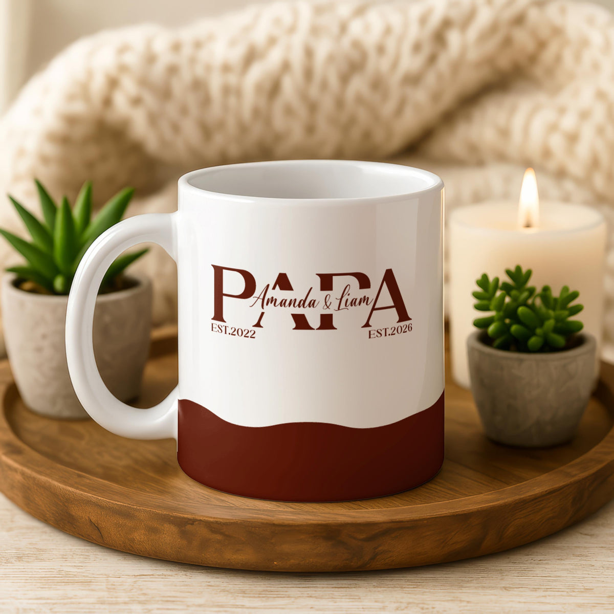 Personalized Papa Mug, Custom Est Year Coffee Cup, Father's Day Gift