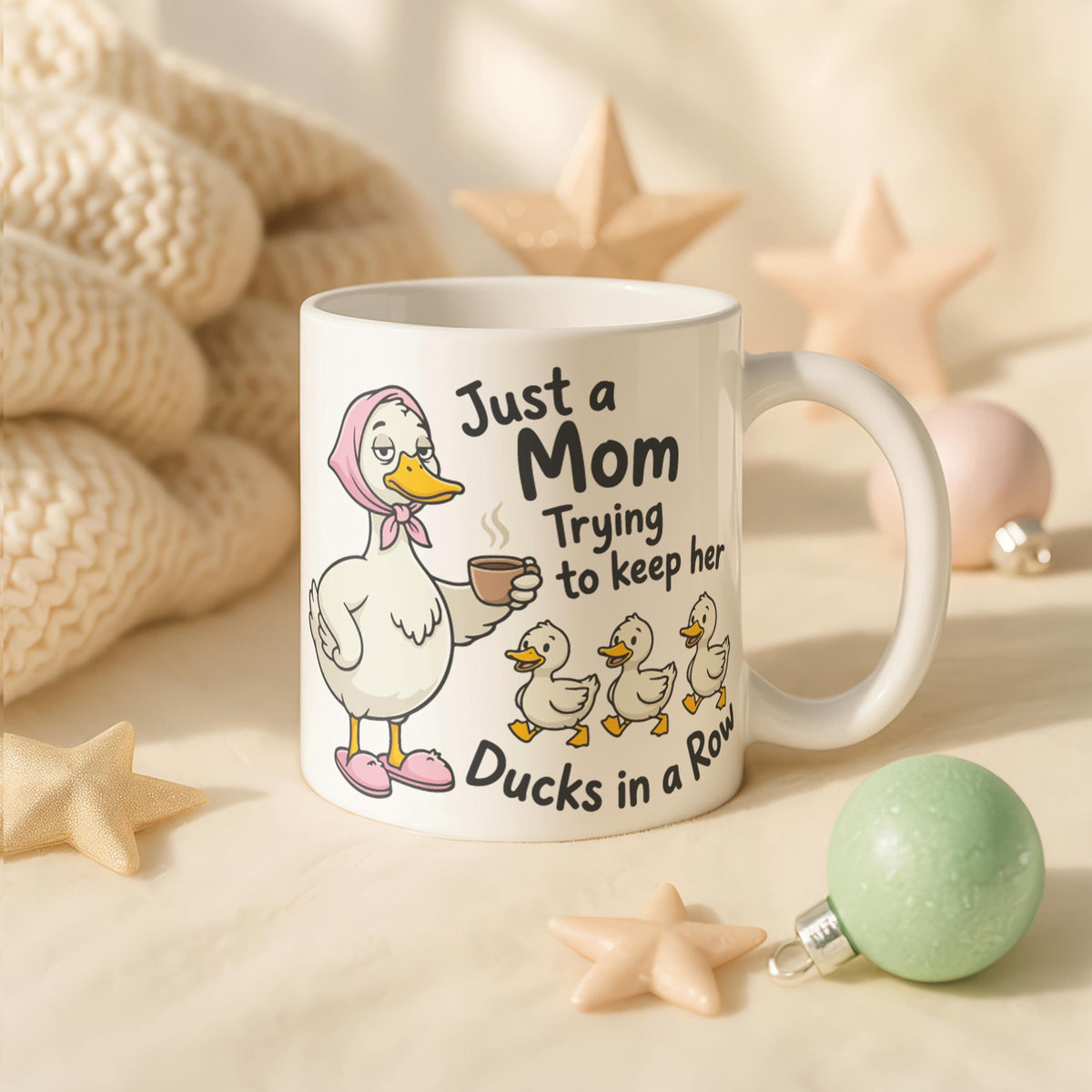 Funny Duck Mom Mug, Ceramic Coffee Cup, Birthday Gift For Mom