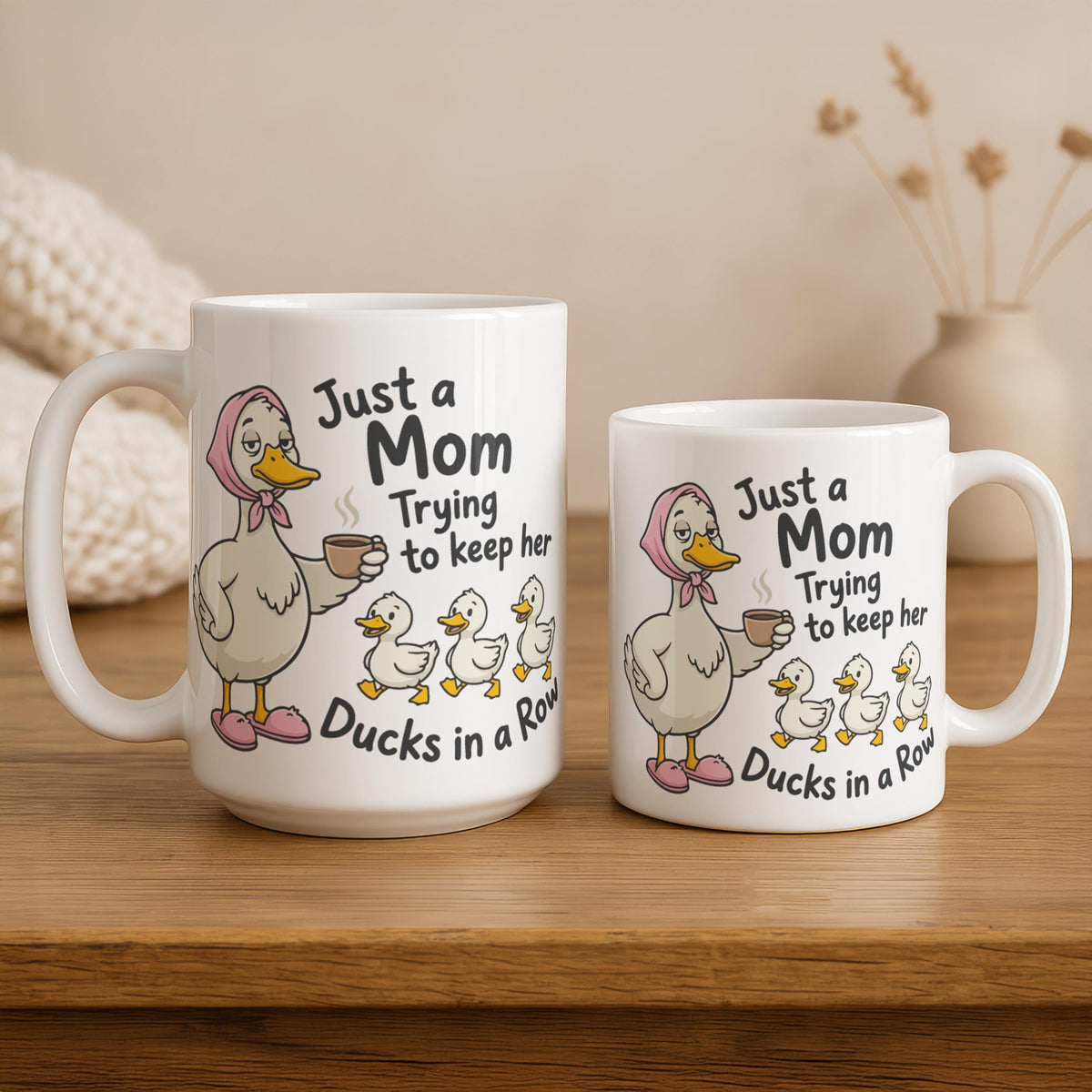 Funny Duck Mom Mug, Ceramic Coffee Cup, Birthday Gift For Mom