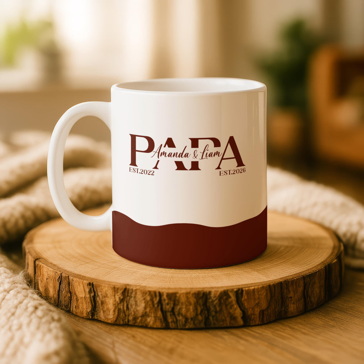 Personalized Papa Mug, Custom Est Year Coffee Cup, Father's Day Gift