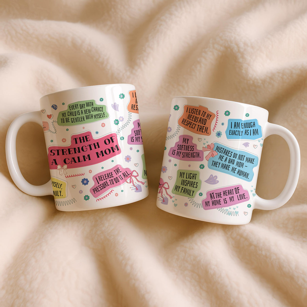 Calm Mom Ceramic Mug, Inspirational Quotes Coffee Cup, Positive Mindset Gift