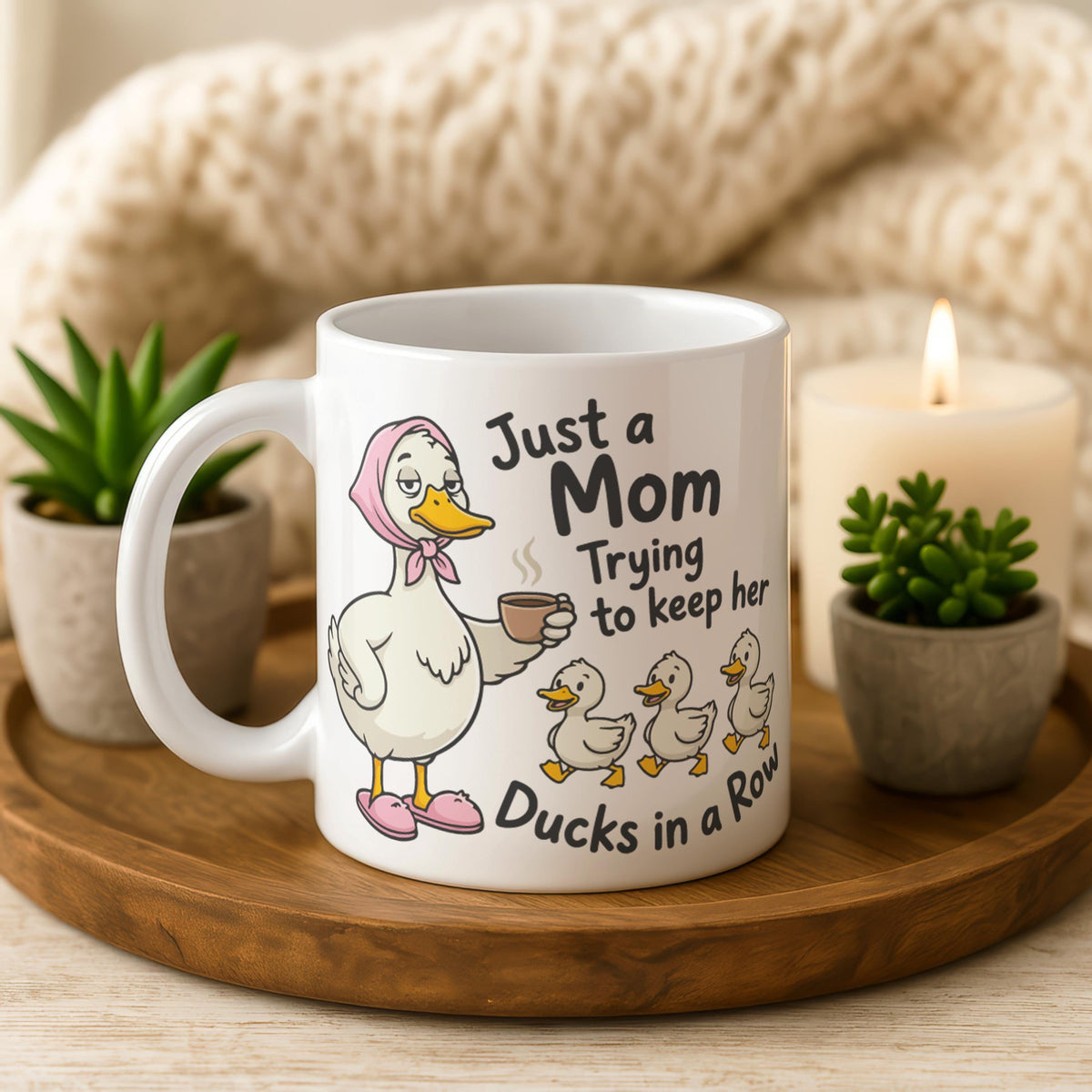 Funny Duck Mom Mug, Ceramic Coffee Cup, Birthday Gift For Mom