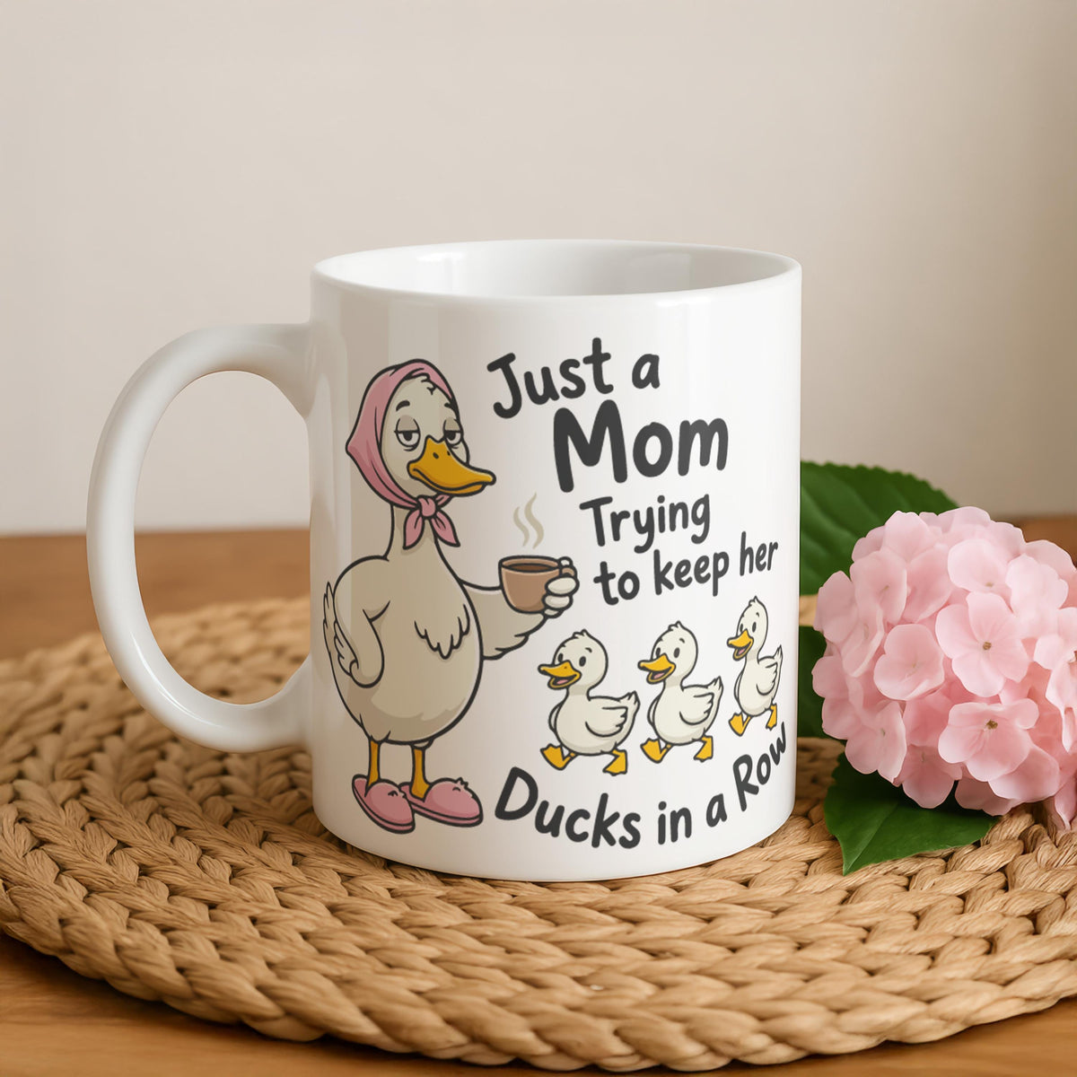 Funny Duck Mom Mug, Ceramic Coffee Cup, Birthday Gift For Mom