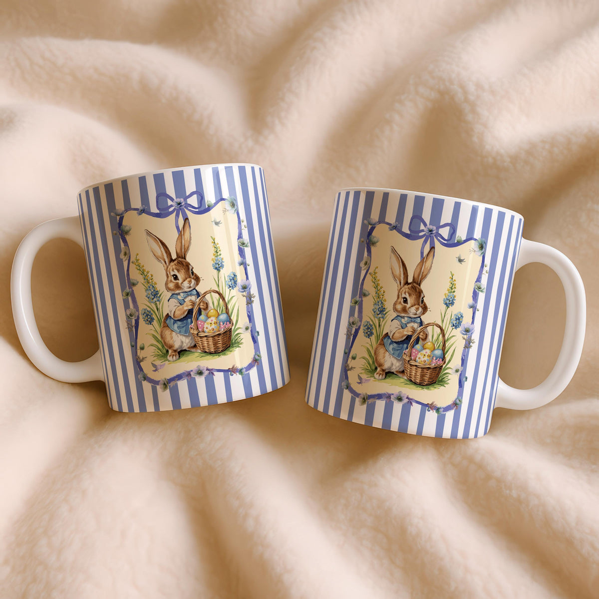 Easter Bunny Ceramic Mug, Spring Rabbit Coffee Cup, Animal Tea Cup