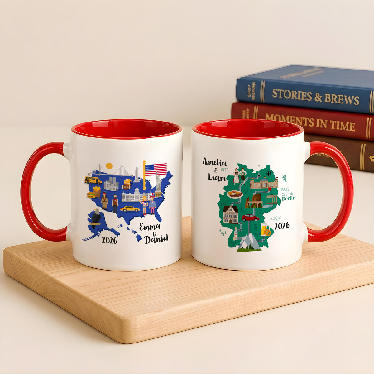 Personalized Italy Map Ceramic Mug, Custom Couple Names Coffee Cup, Travel Memory Gift