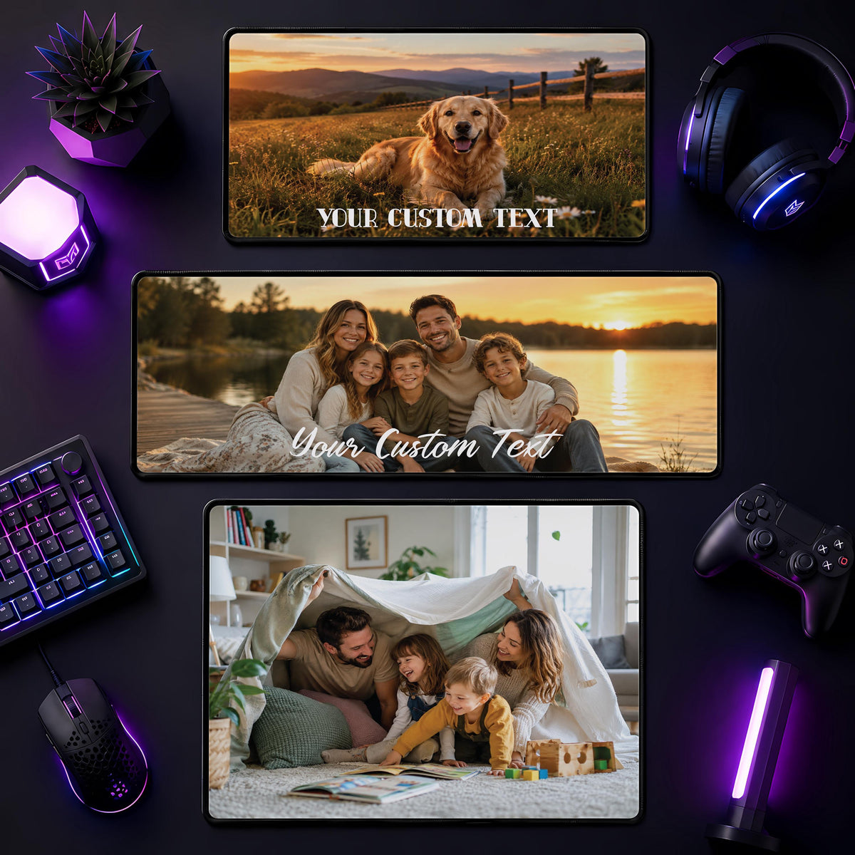 Personalized Photo Desk Mat, Custom Family Portrait Mouse Pad, Office Accessory
