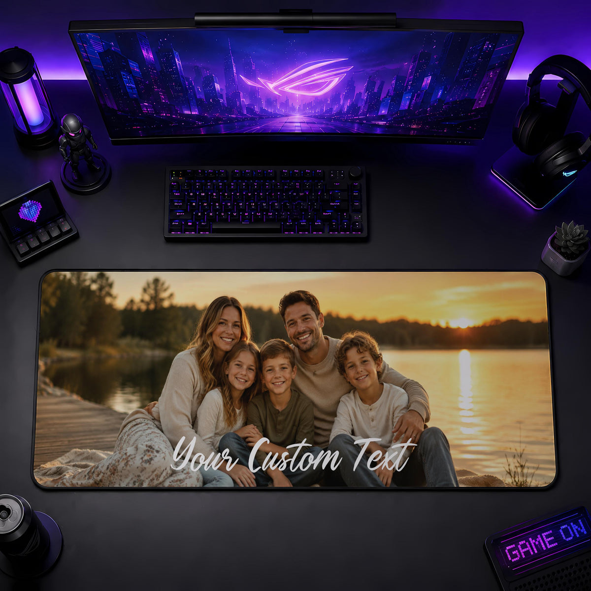 Personalized Photo Desk Mat, Custom Family Portrait Mouse Pad, Office Accessory