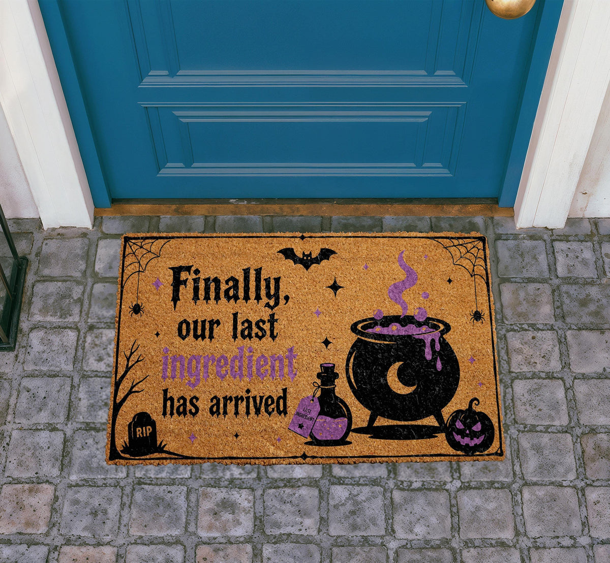 Witch Cauldron Halloween Doormat, Spooky Porch Decor, Welcome Mat