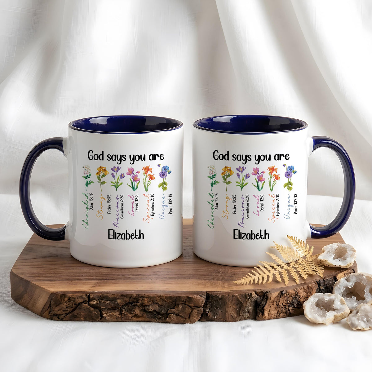Personalized Floral Bible Verse Mug, God Says You Are Coffee Cup