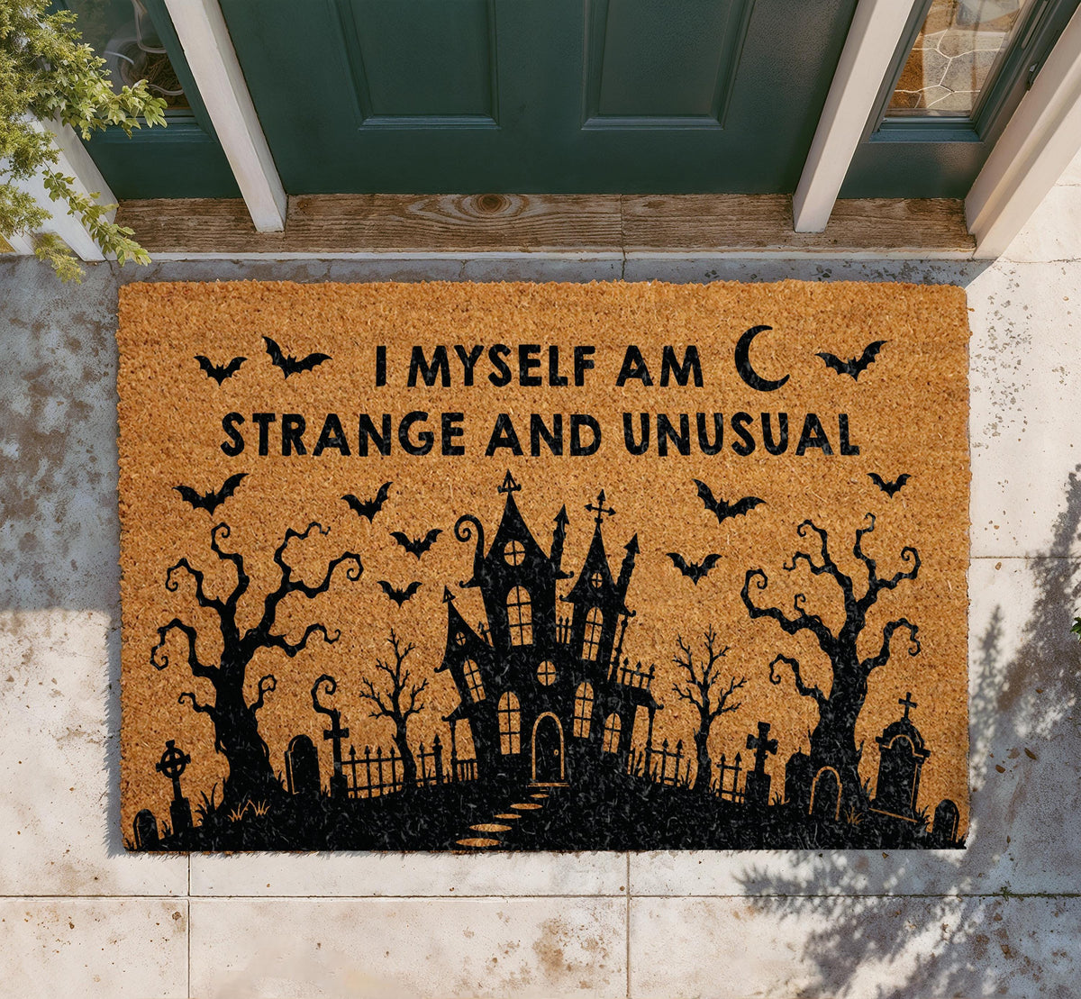 Haunted House Doormat, Gothic Halloween Welcome Mat, Spooky Fall Decor