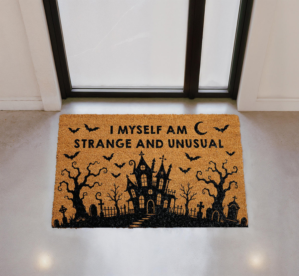 Haunted House Doormat, Gothic Halloween Welcome Mat, Spooky Fall Decor
