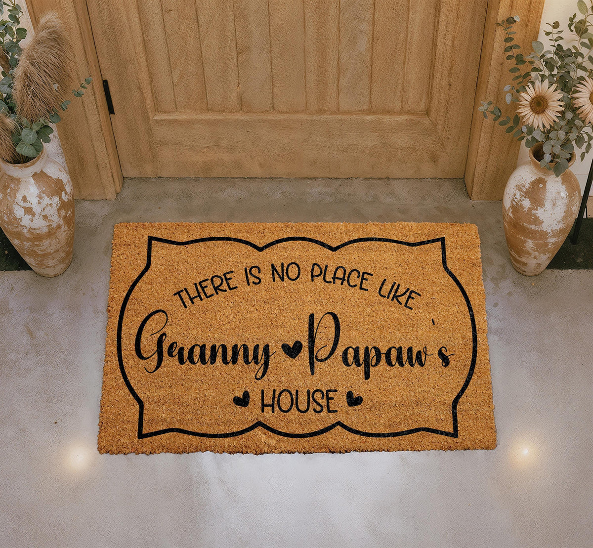 Custom Family Name Doormat, Personalized Monogram Welcome Rug, Natural Coir Home Decor