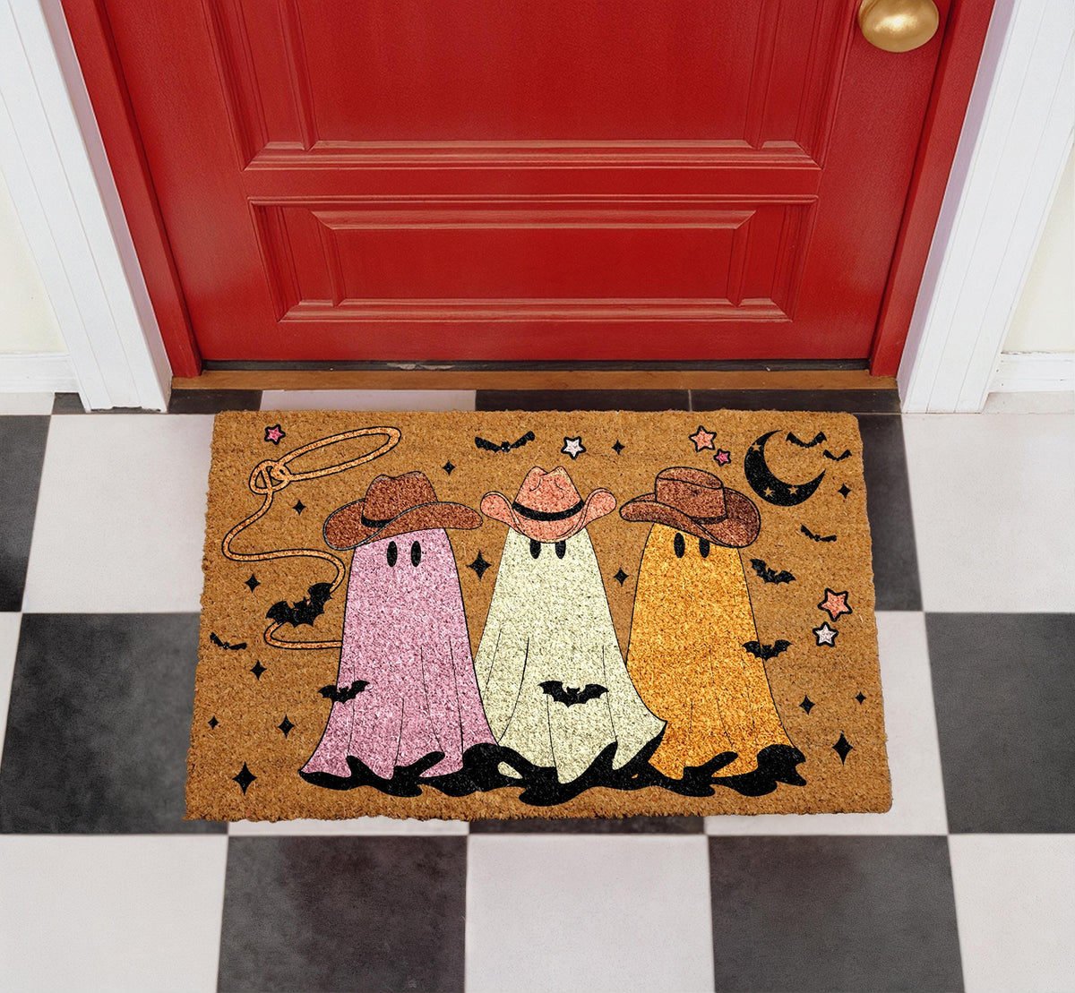 Cowboy Ghosts Halloween Coir Doormat