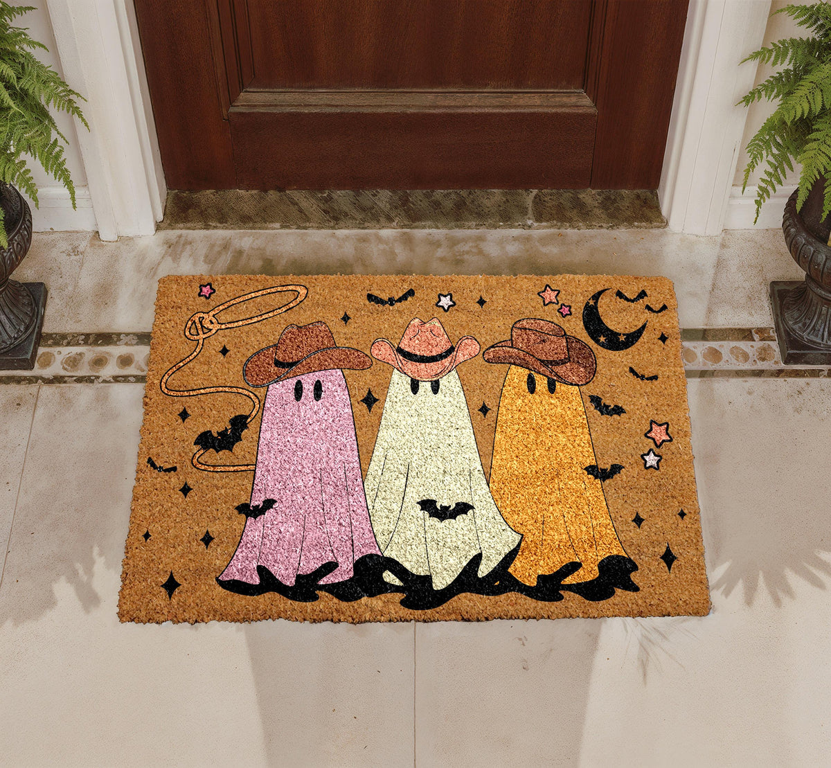 Cowboy Ghosts Halloween Coir Doormat