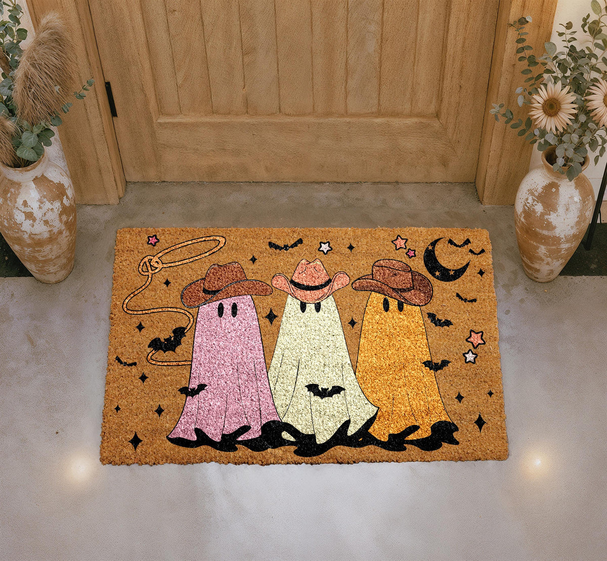 Cowboy Ghosts Halloween Coir Doormat