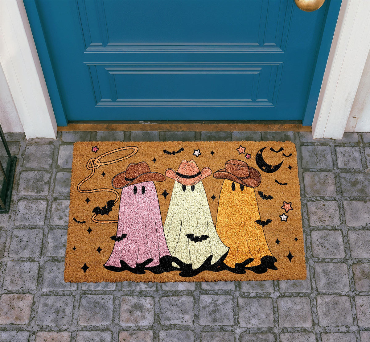 Cowboy Ghosts Halloween Coir Doormat