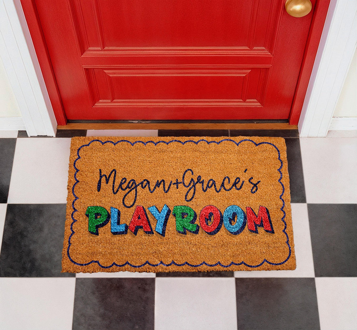 Personalized Coir Playroom Doormat, Custom Kids Room Welcome Mat (Outdoor)