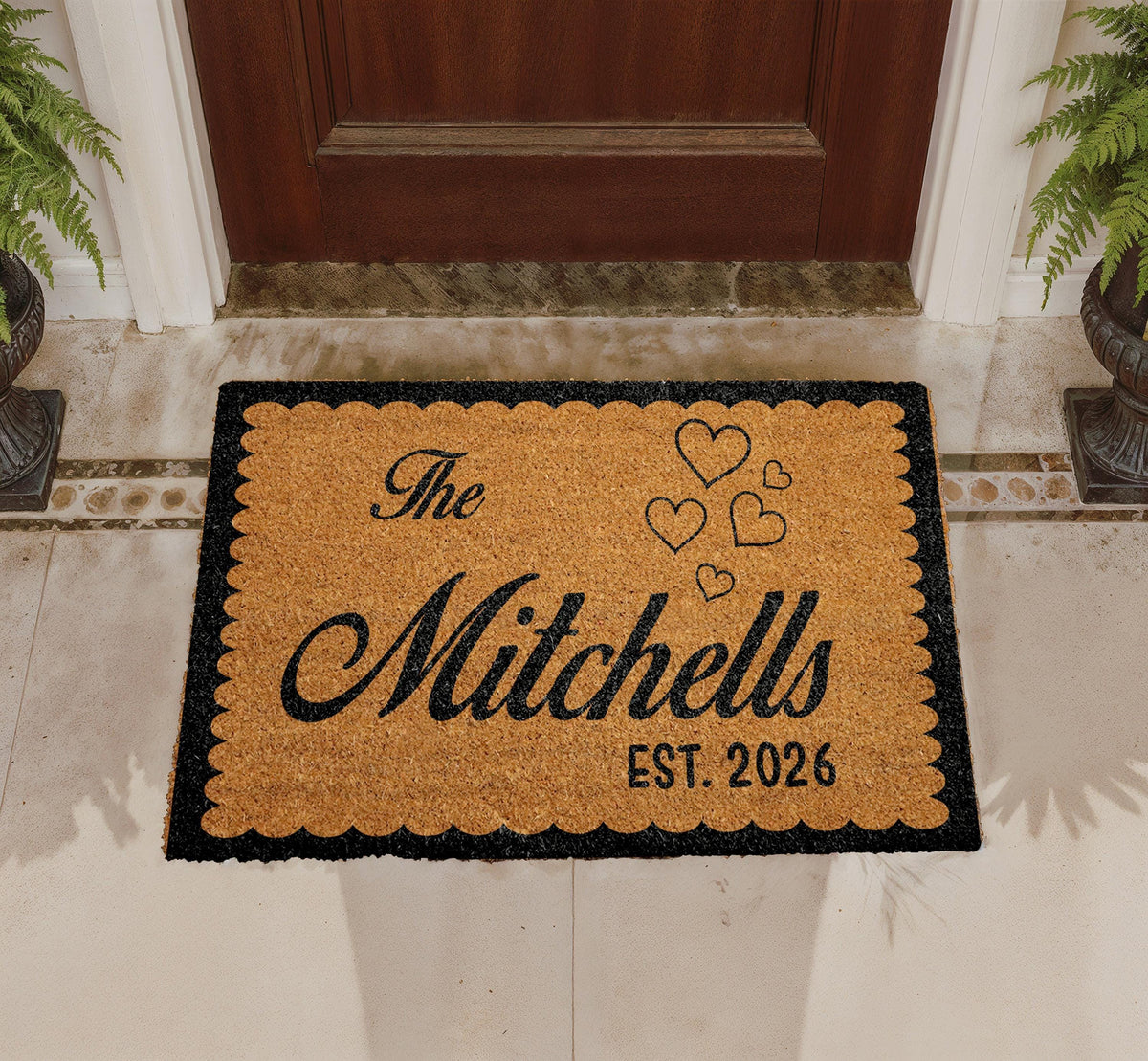 Custom Family Name Doormat, Personalized Welcome Mat, Natural Coir Home Decor