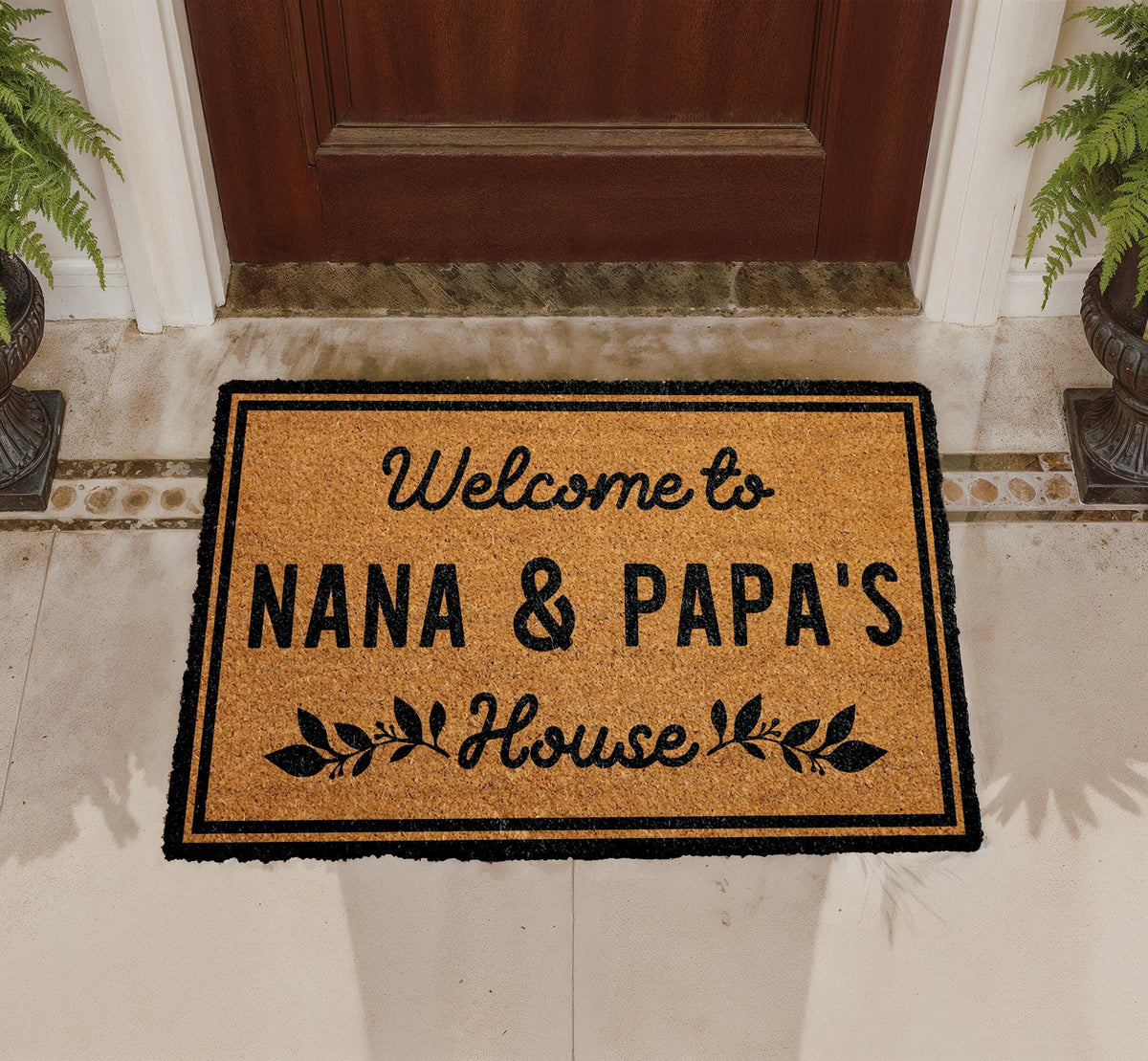 Personalized Nana Papa Coir Doormat, Custom Welcome Mat, Outdoor Entryway Rug