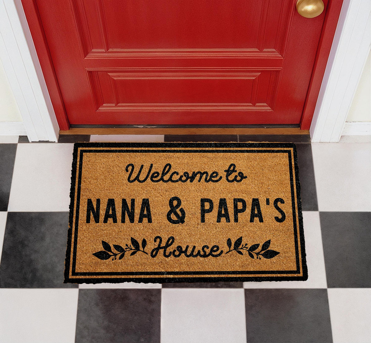 Personalized Nana Papa Coir Doormat, Custom Welcome Mat, Outdoor Entryway Rug