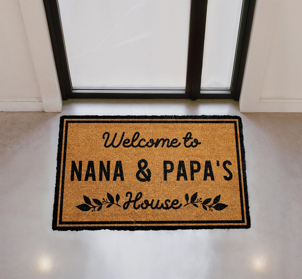 Personalized Nana Papa Coir Doormat, Custom Welcome Mat, Outdoor Entryway Rug