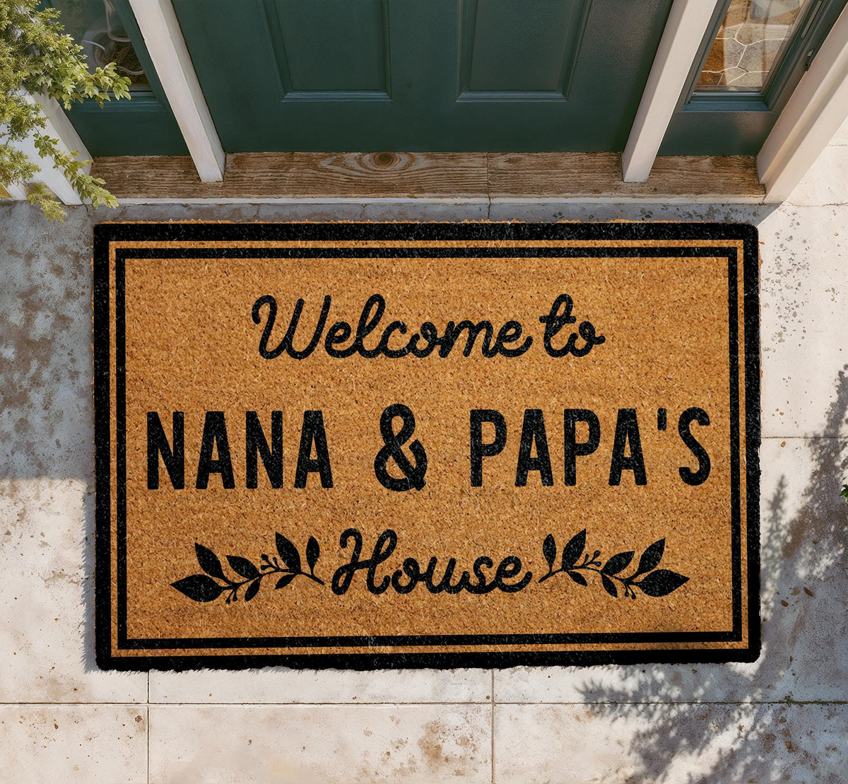 Personalized Nana Papa Coir Doormat, Custom Welcome Mat, Outdoor Entryway Rug
