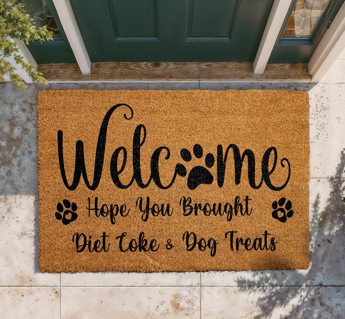 Welcome Doormat, Diet Coke Dog Treats, Humorous Coir Mat, Pet Lover Gift