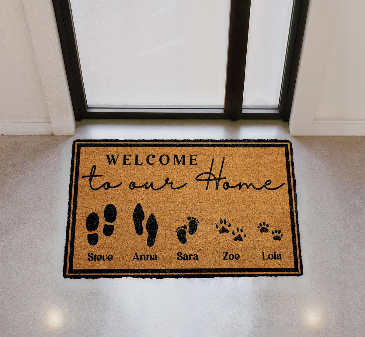 Personalized Family and Pet Names Coir Doormat