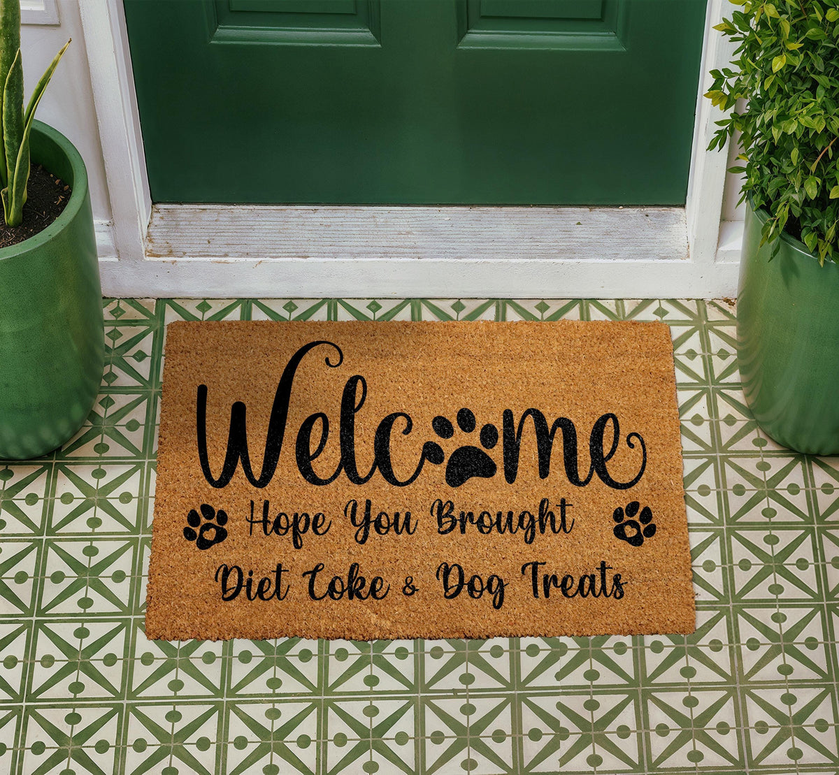Welcome Doormat, Diet Coke Dog Treats, Humorous Coir Mat, Pet Lover Gift