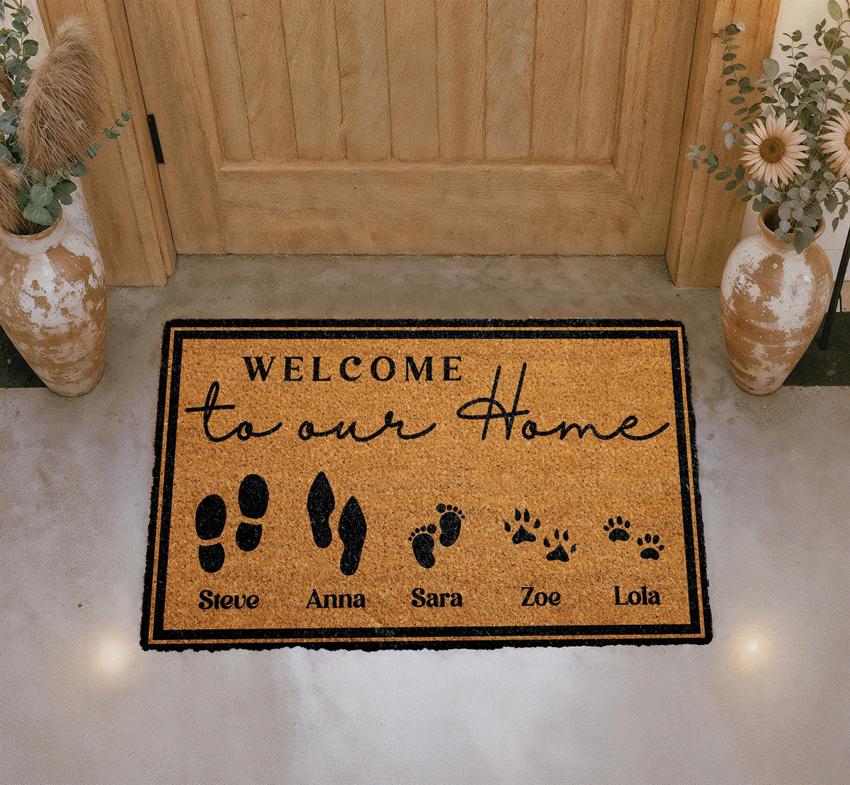 Personalized Family and Pet Names Coir Doormat