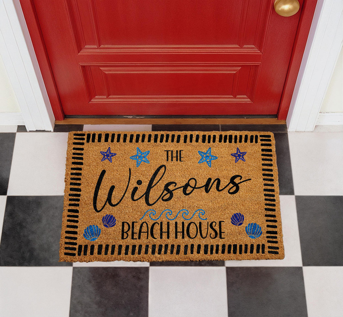 Personalized Beach House Coir Doormat