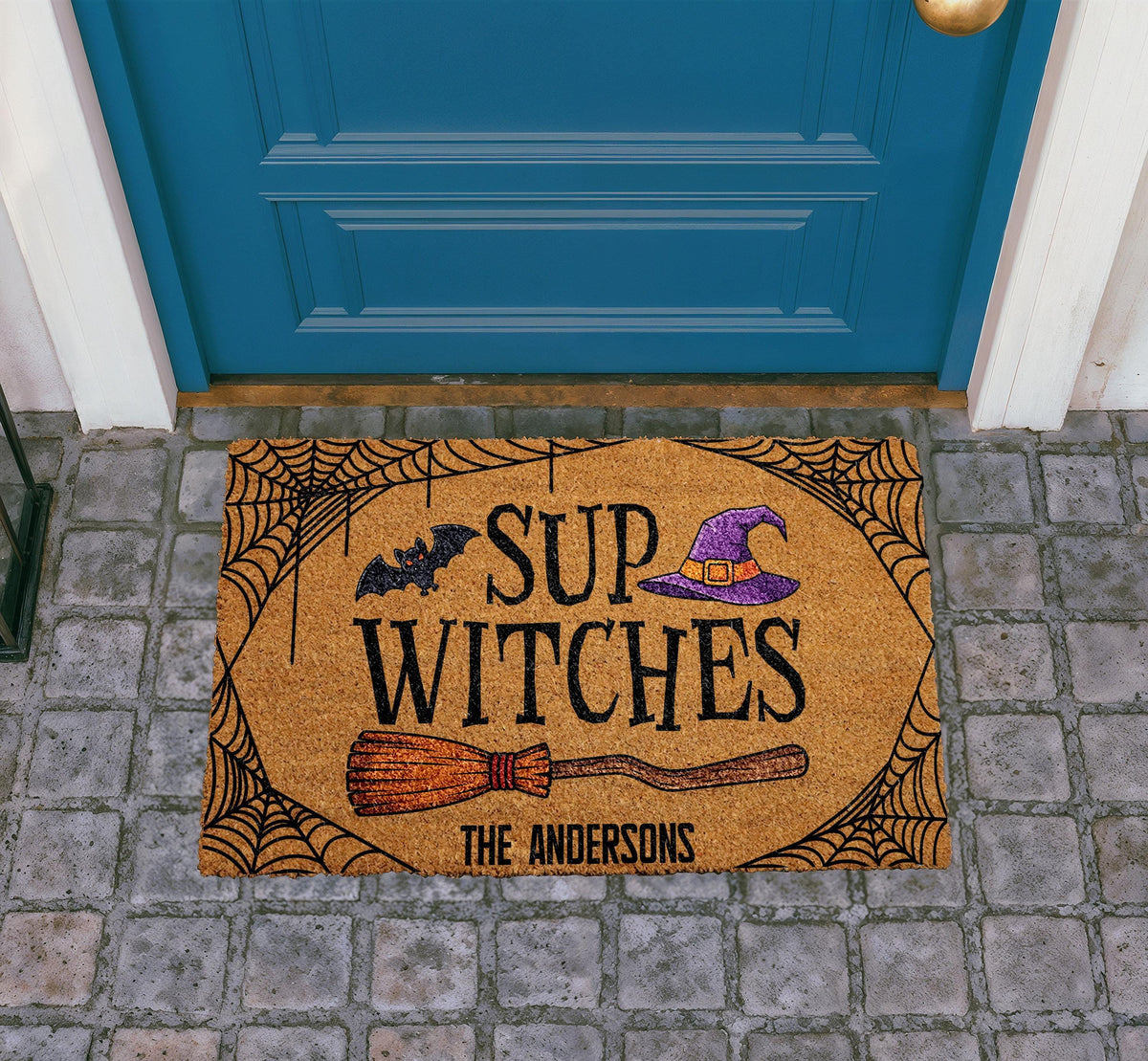 Personalized Sup Witches Halloween Doormat, Custom Coir Welcome Mat, Festive Porch Decor