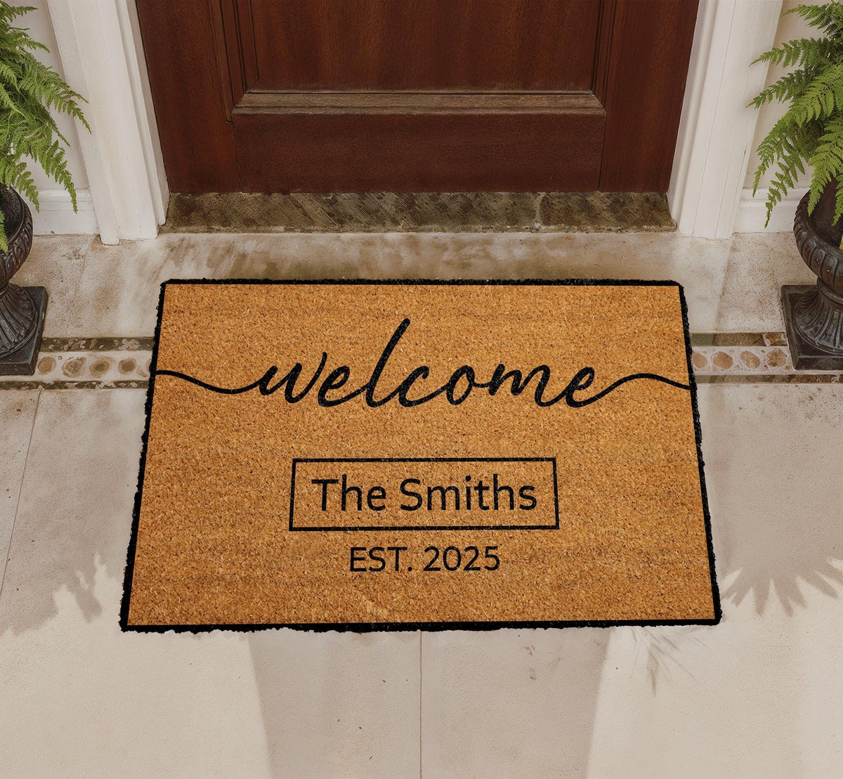 Personalized Coir Doormat, Custom Family Name Welcome Mat, Housewarming Gift