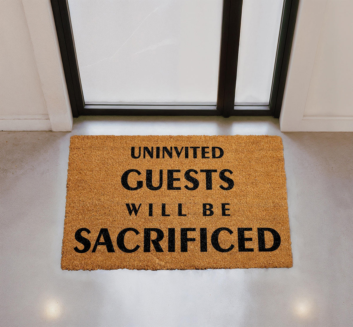 Sarcastic Gothic Doormat, Uninvited Guests Sacrificed, Funny Welcome Mat (Coir)