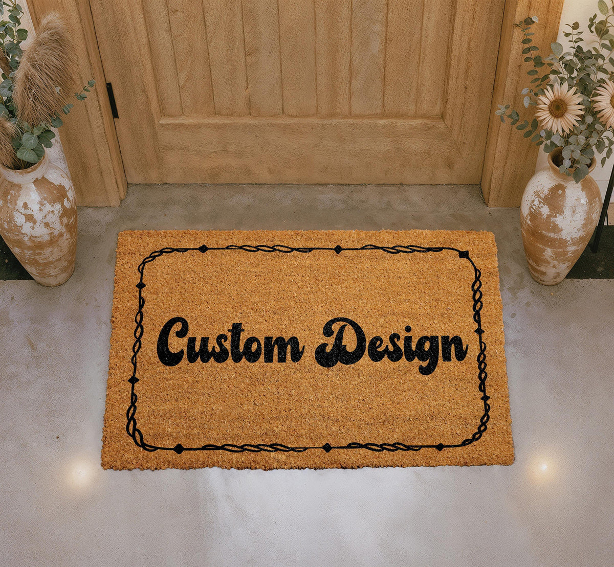 Personalized Coir Doormat, Custom Welcome Mat, Natural Fiber Door Mat